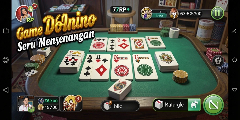 Tampilan gameplay seru dari game Domino 77RP.
