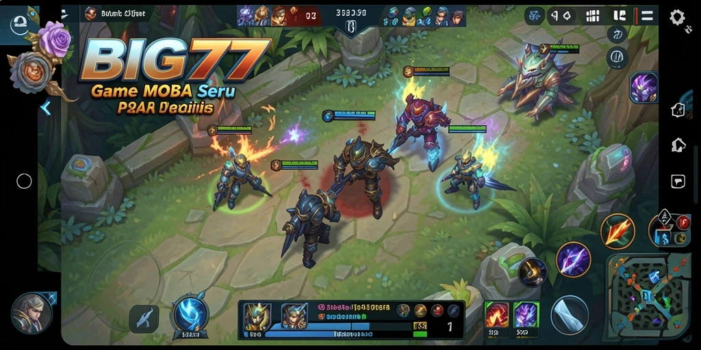 Tampilan gameplay seru dari BIG77 dengan aksi MOBA yang mendebarkan.