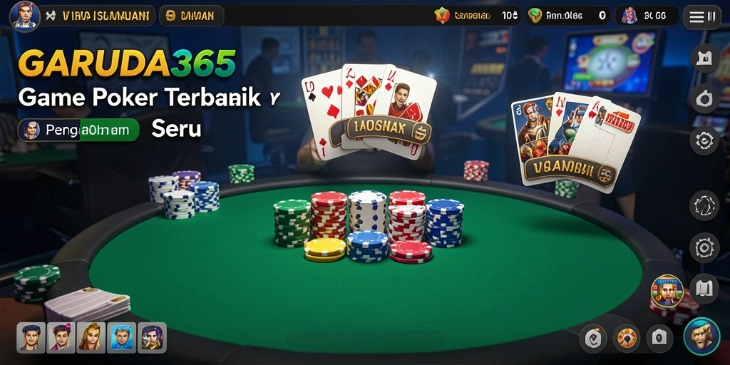 Tangkapan layar utama GARUDA365 menampilkan aksi seru permainan Poker.