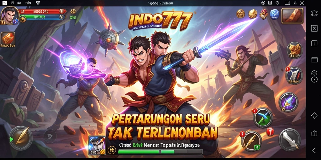 Tampilan gameplay pertarungan seru dan karakter beragam di INDO777.