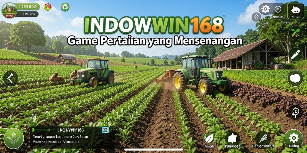 Tangkapan layar INDOWIN168 menampilkan aktivitas bercocok tanam yang seru dan interaktif.