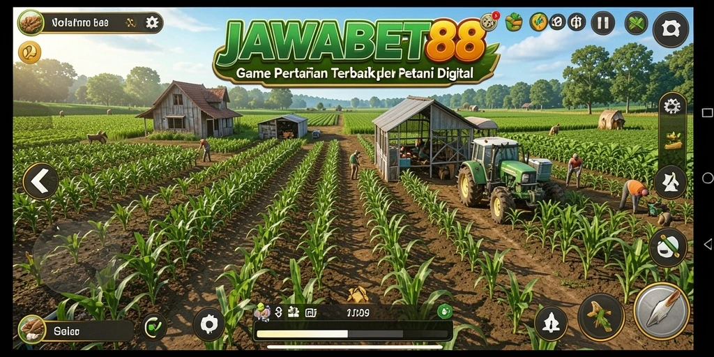 Tampilan gameplay JAWABET88 dengan berbagai jenis tanaman dan kebun yang menarik.