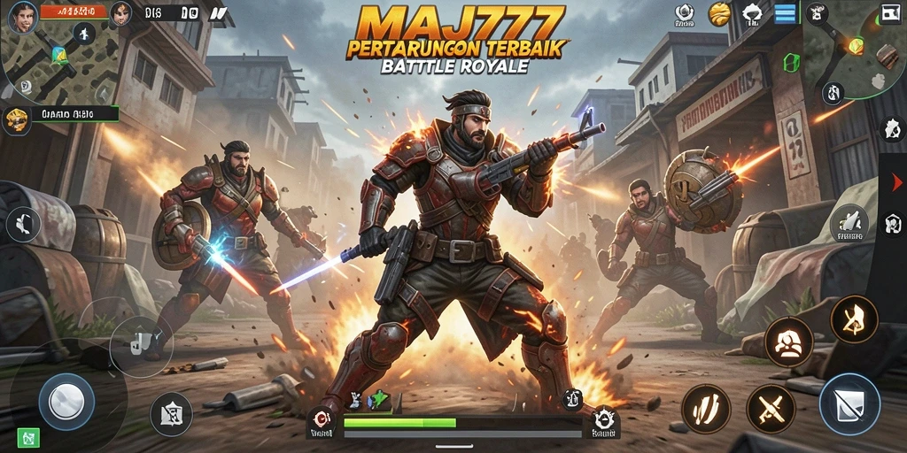 Screenshot utama MAJ777 menampilkan momen seru dalam pertempuran Battle Royale.