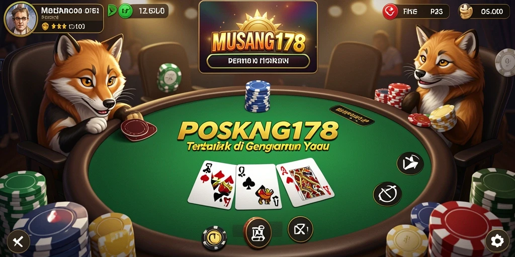 Screenshot utama MUSANG178 menampilkan momen seru bermain poker.