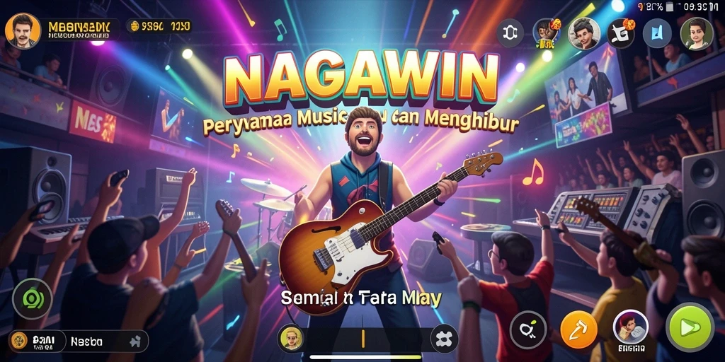 Screenshot gameplay NAGAWIN menampilkan keseruan bermain musik.