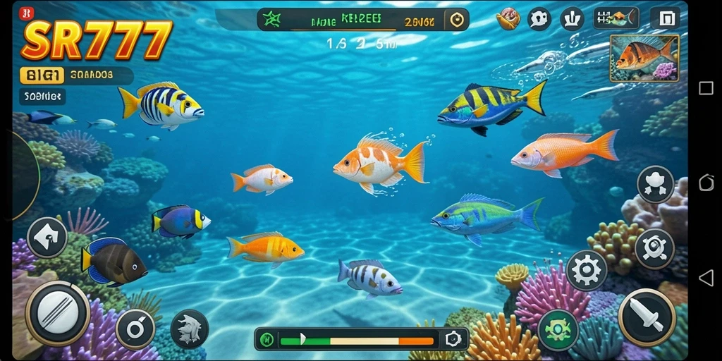 Tangkapan layar gameplay SR777 menunjukkan pengalaman menembak ikan yang seru.
