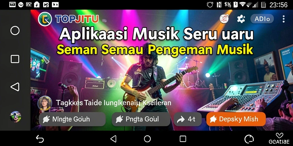 Tampilan gameplay dari aplikasi musik TOPJITU yang interaktif dan menarik.