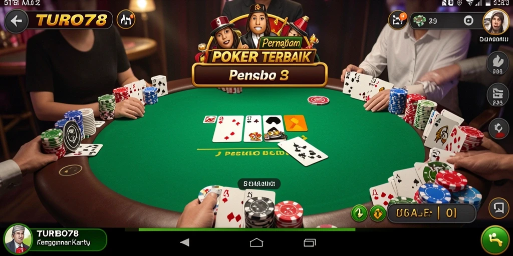 Tampilan gameplay Poker yang mendebarkan di TURBO78.